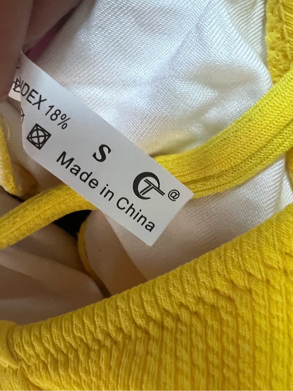 Bright Yellow Ribbed Two-Piece Bikini Set - Picture 3 of 4